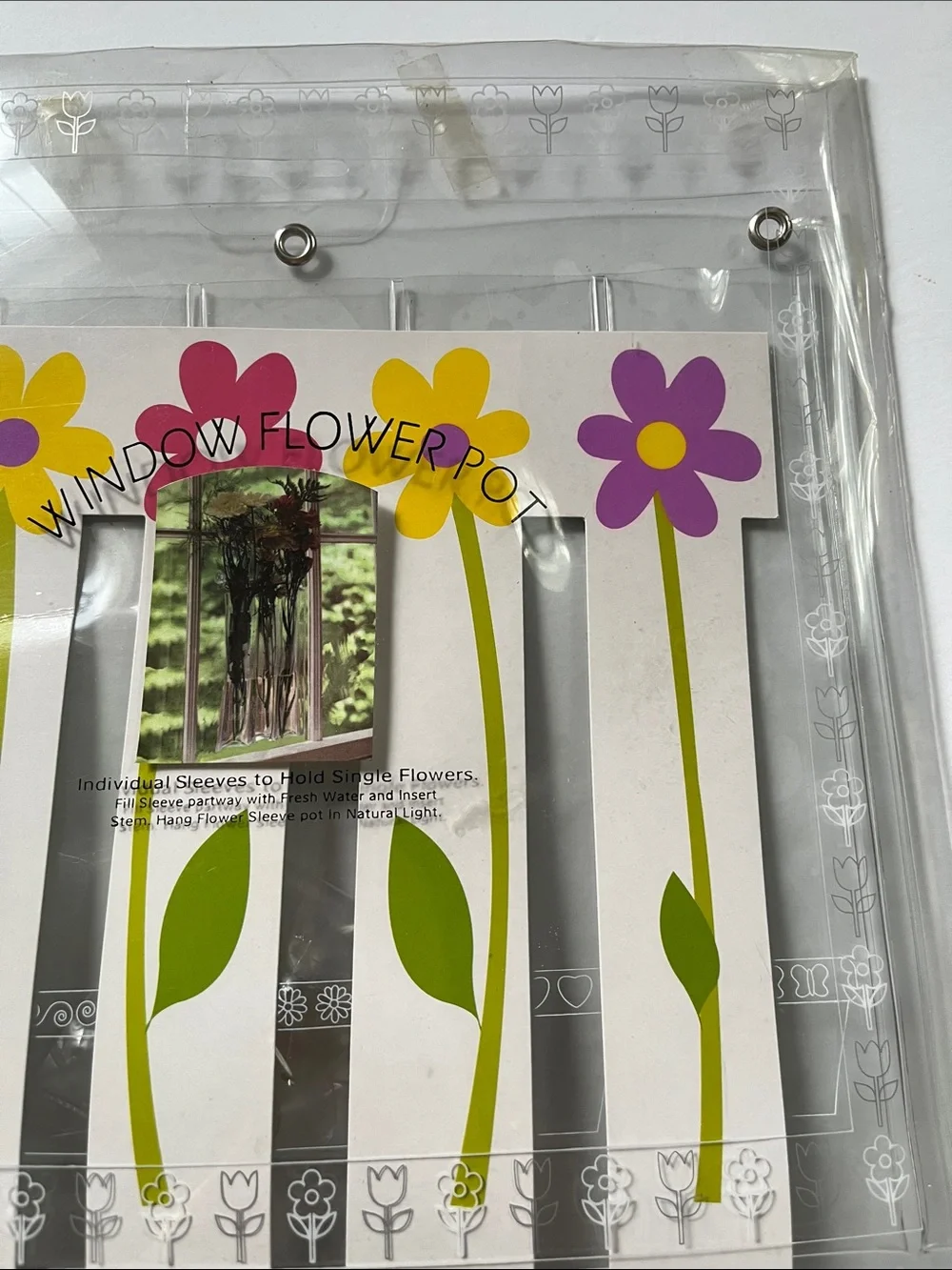 Window Flower Vase 5 Individual Sleeves to Hold Single Flowers Floral NWT